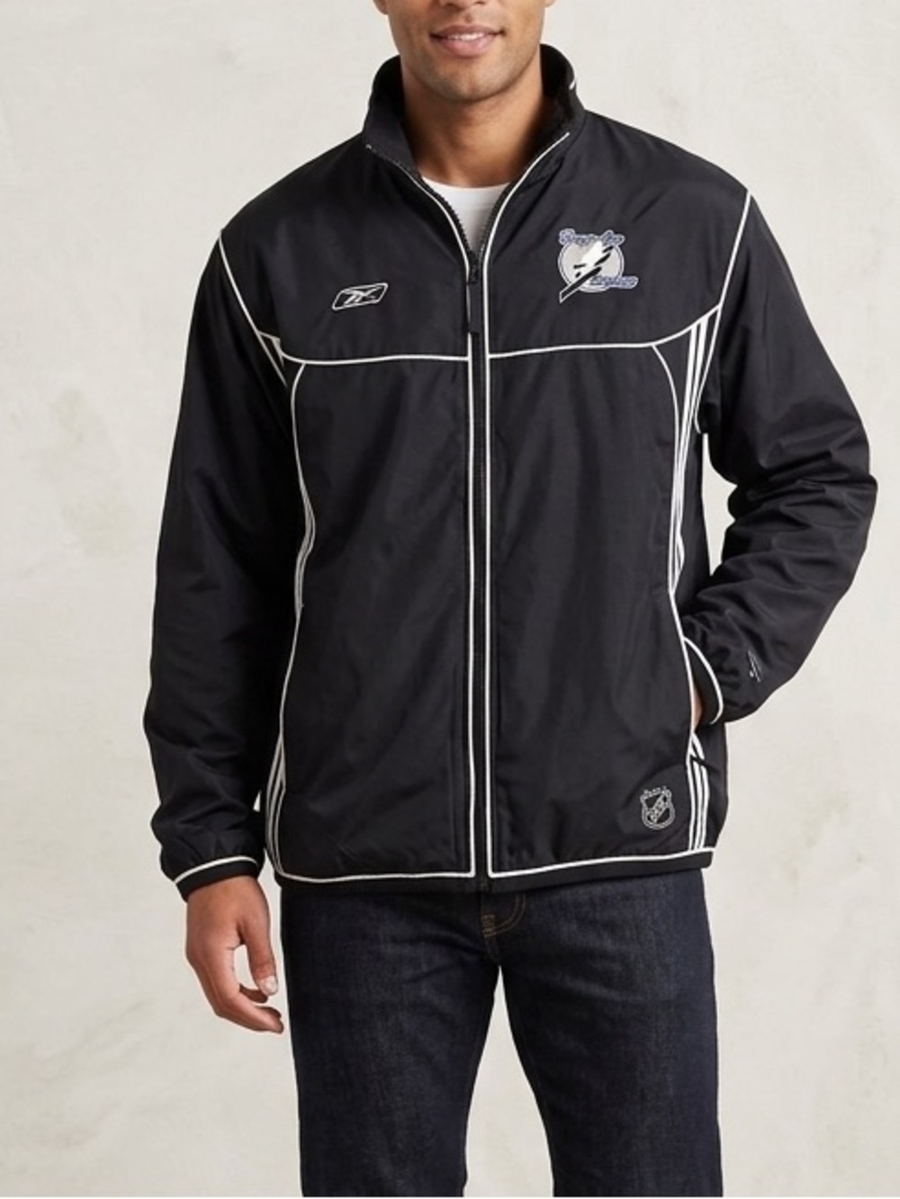 Reebok NHL Tampa Bay Lightning Black Windbreaker Jacket Men’s Size Large